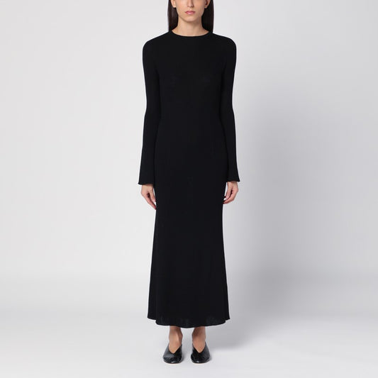 Black Ribbed Wool Dress
