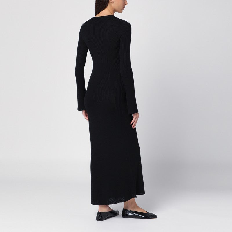 Black Ribbed Wool Dress