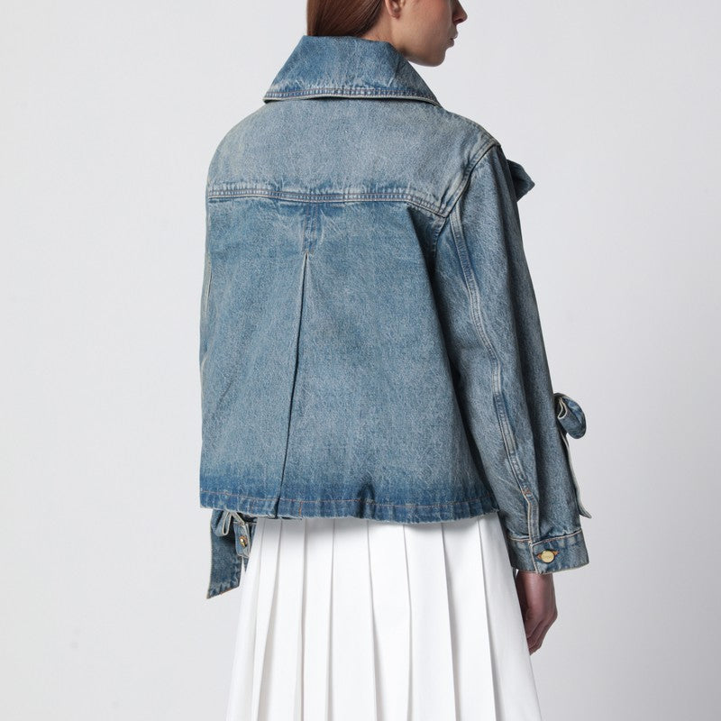 Denim jacket with bows