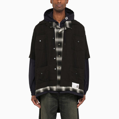 Three-layer hooded shirt