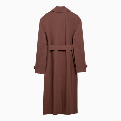 Trench-coat marron à double boutonnage avec ceinture