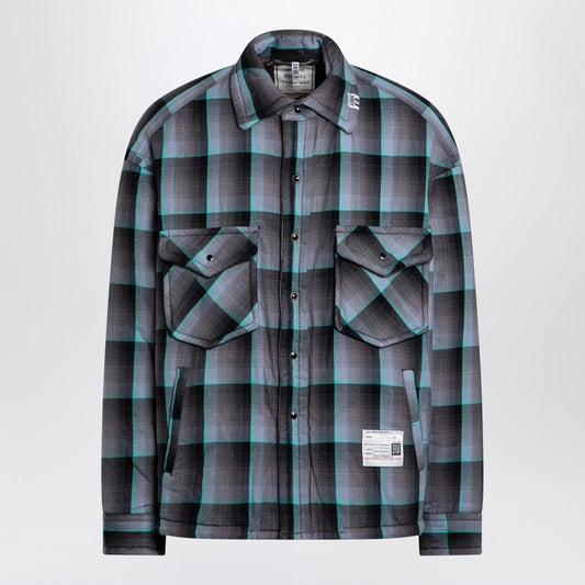 Blue Padded Shirt With Check Pattern