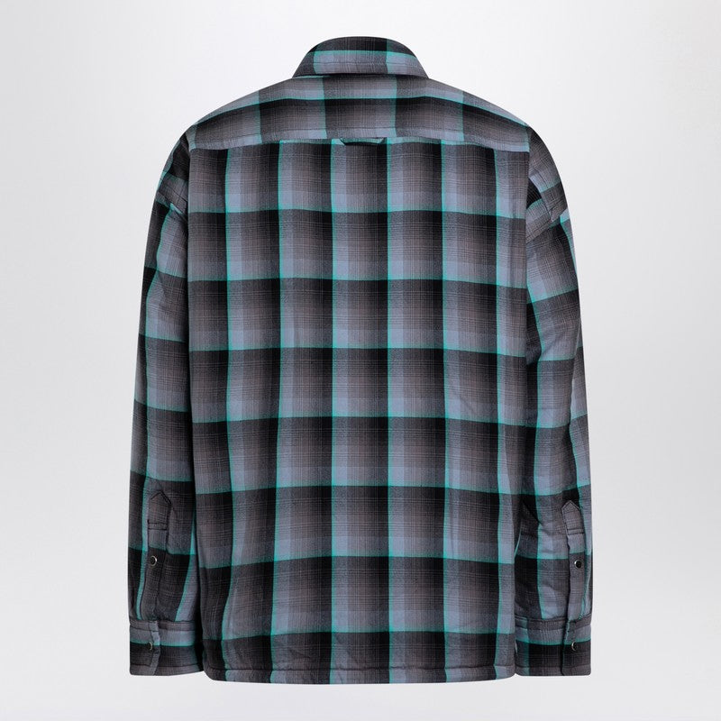 Blue Padded Shirt With Check Pattern