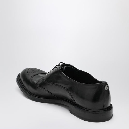 Washed black calfskin lace-up shoe