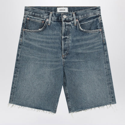 Raw-cut Blue Denim Shorts