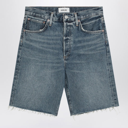 Raw-cut Blue Denim Shorts