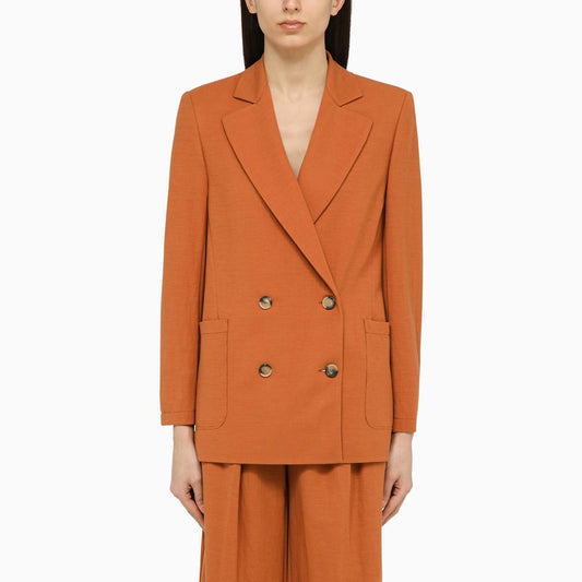 Terracotta-coloured double-breasted jacket