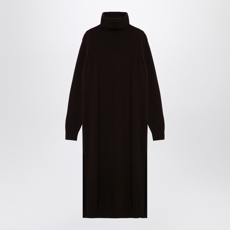 Brown Cashmere Blend Turtleneck Dress