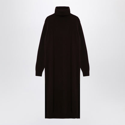 Brown Cashmere Blend Turtleneck Dress