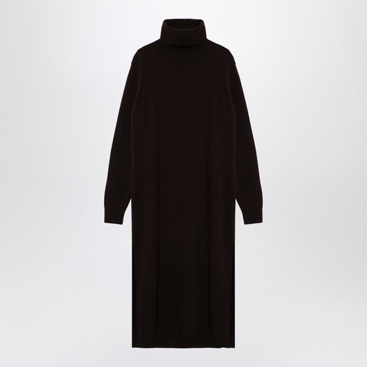 Brown Cashmere Blend Turtleneck Dress
