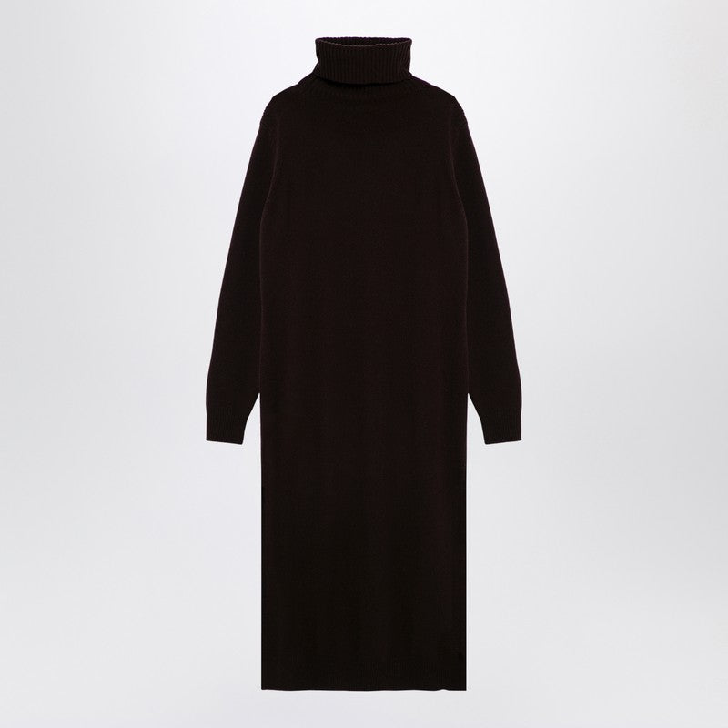 Brown Cashmere Blend Turtleneck Dress