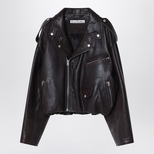 Brown Leather Over Bomber Jacket