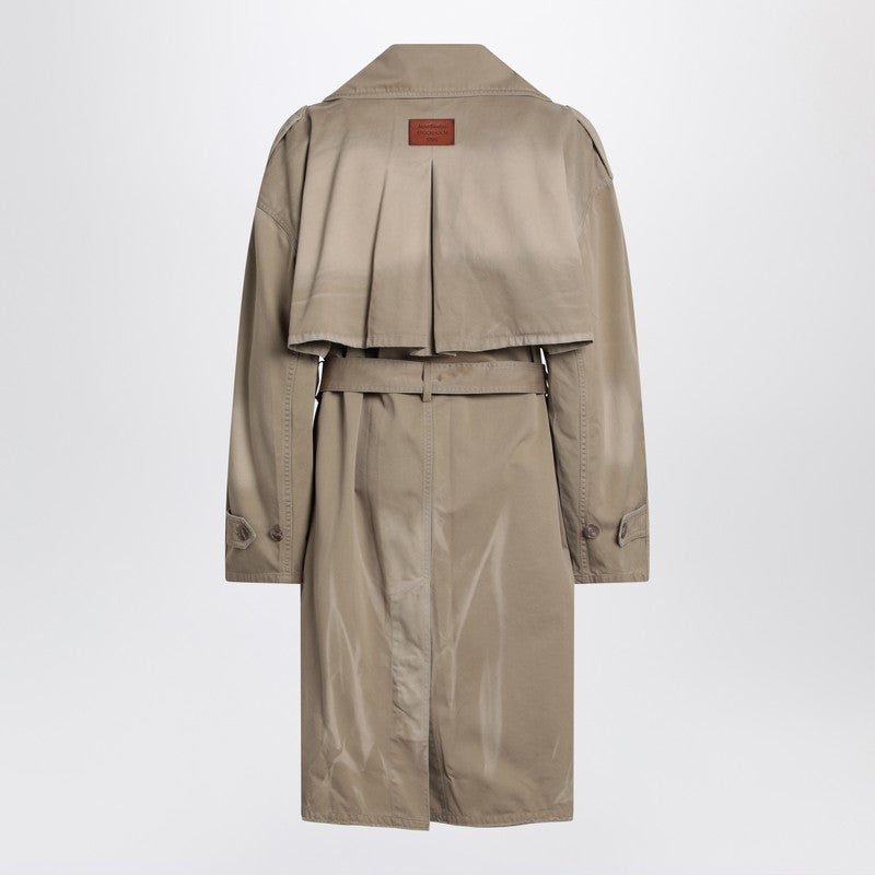 ACNE STUDIOS Belted Coat In Beige Cotton Twill ACNE STUDIOS Belted Coat In Beige Cotton Twill