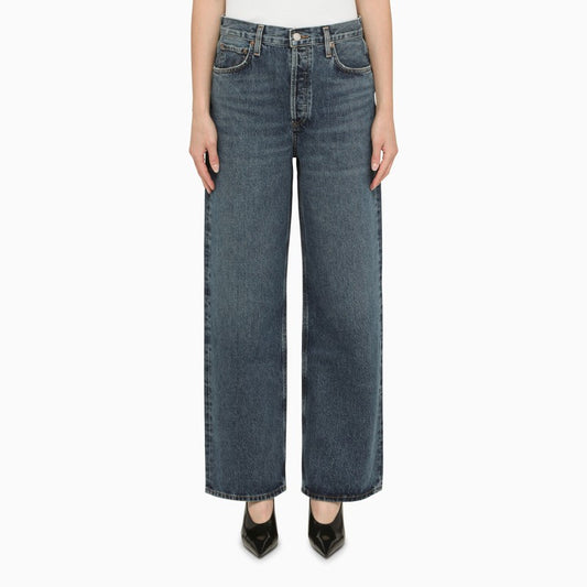 Dark blue denim balloon jeans