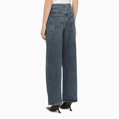 Dark blue denim balloon jeans