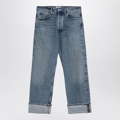 Light Blue Fran Jeans In Organic Denim With Turn-ups
