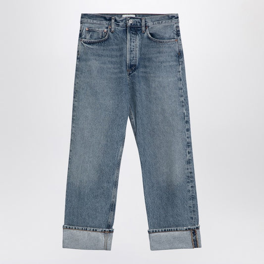 Light Blue Fran Jeans In Organic Denim With Turn-ups