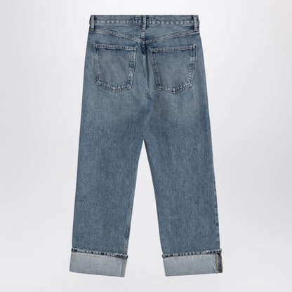 Light Blue Fran Jeans In Organic Denim With Turn-ups