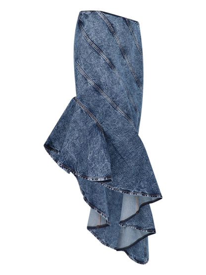 DENIM SPIRAL SKIRT