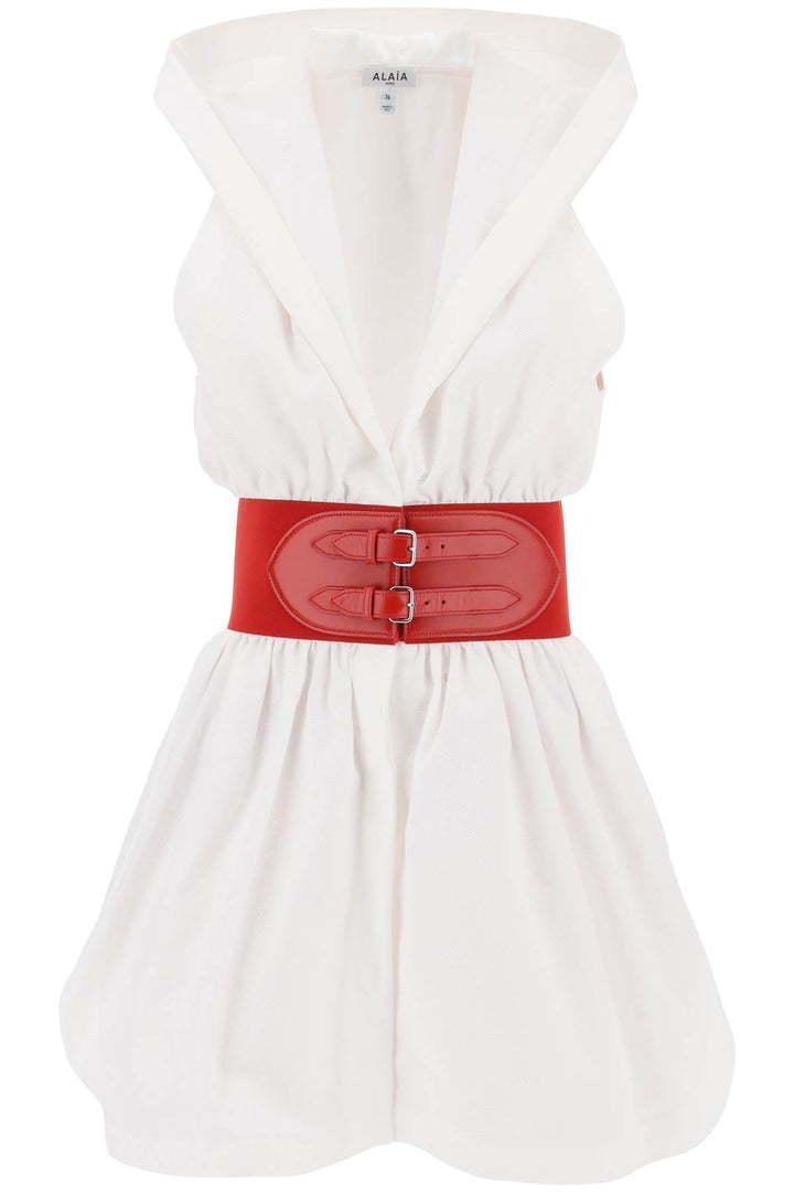 NETDRESSED | ALAIA | HOODED MINI DRESS WITH BELTED WAIST