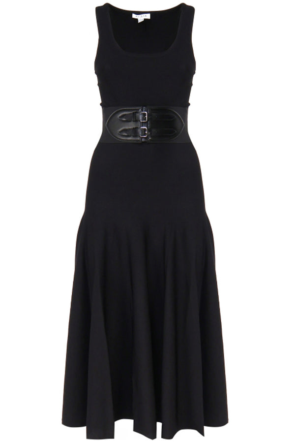 Belted Midi Dress In Mat Viscose Knit
