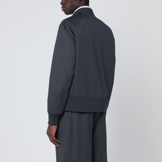 Grey wool zip bomber