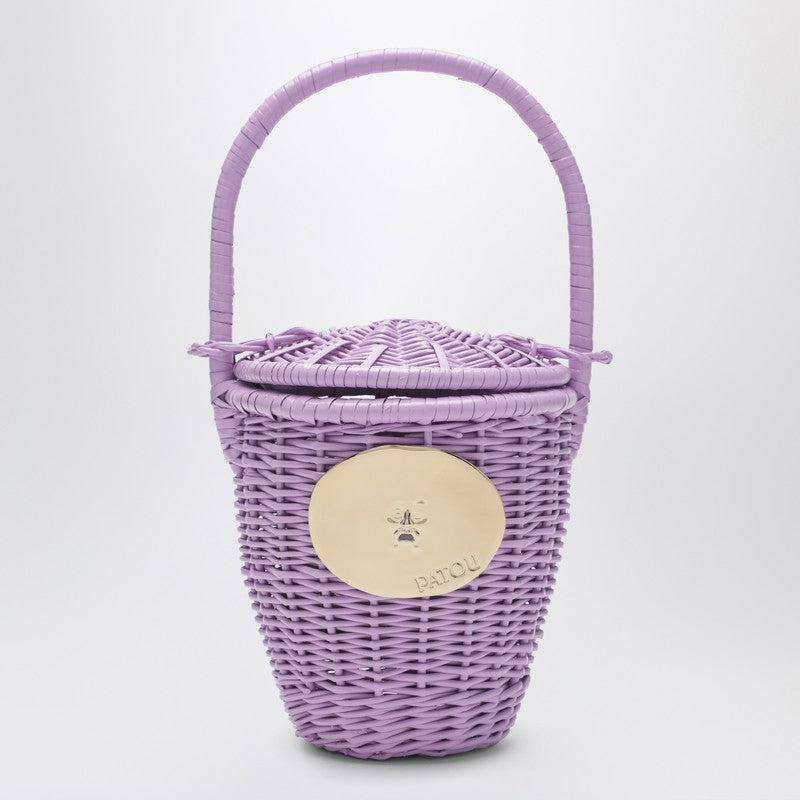 Lilac wicker bucket bag