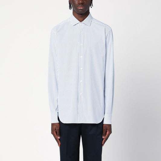 White Shirt With Blue Stripes