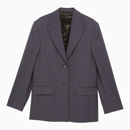 Blue single-breasted jacket in wool blend