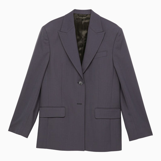 Blue single-breasted jacket in wool blend