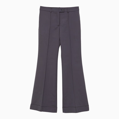 Blue wool-blend trumpet trousers