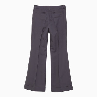 Blue wool-blend trumpet trousers