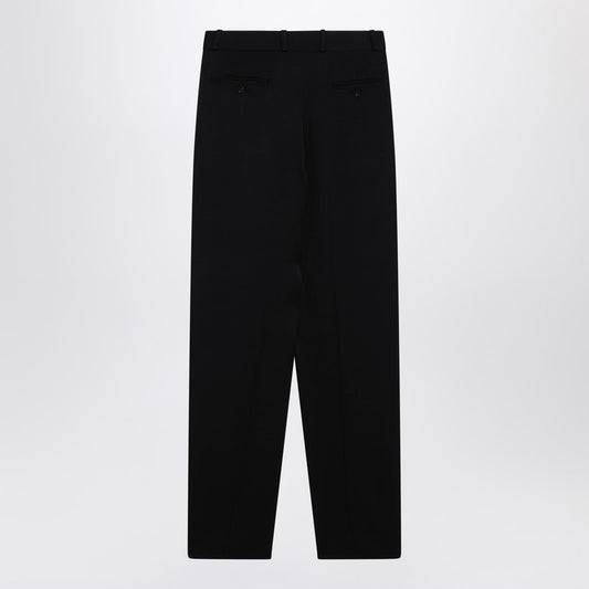 Black wool-blend trousers