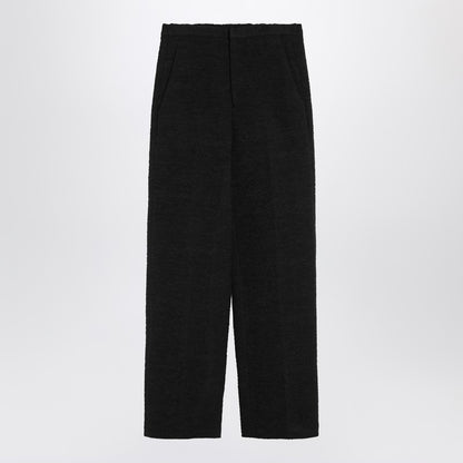 Black Straight Bouclé Trousers