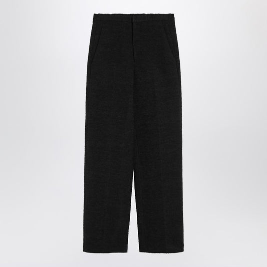 Black Straight Bouclé Trousers