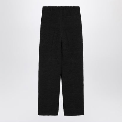 Black Straight Bouclé Trousers