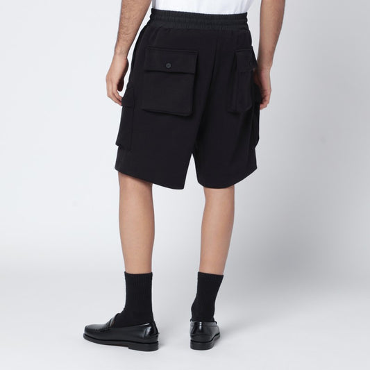 Black cotton-blend cargo shorts