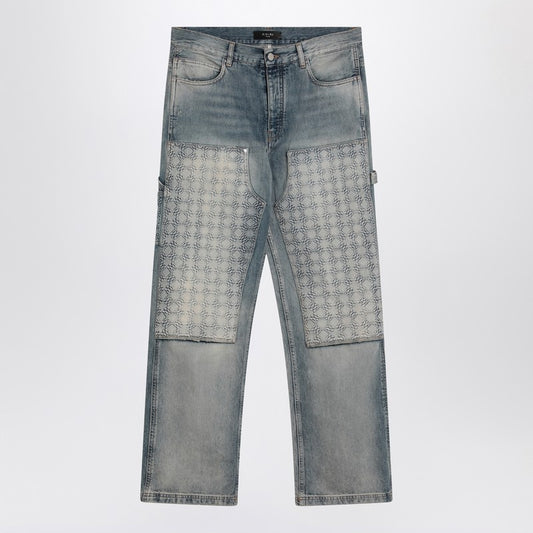 Washed Jeans With Decorative Panel