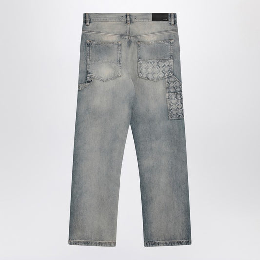 Washed Jeans With Decorative Panel