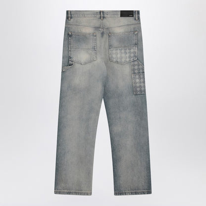 Washed Jeans With Decorative Panel
