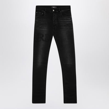 Vintage Black Skinny Jeans With Logo Embroidery