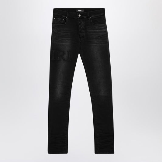 Vintage Black Skinny Jeans With Logo Embroidery
