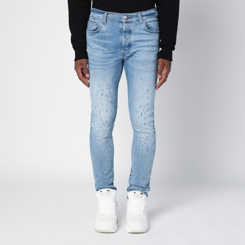 Light Blue Washed Skinny Jeans With Wear