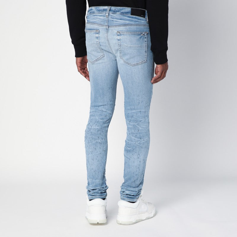 Light Blue Washed Skinny Jeans With Wear