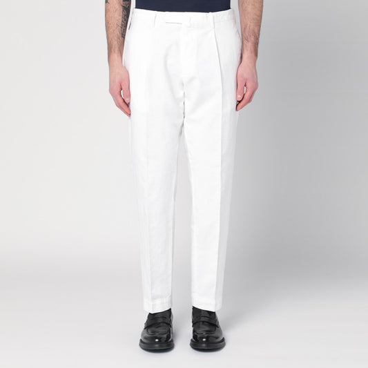 White Trousers In Cotton And Linen