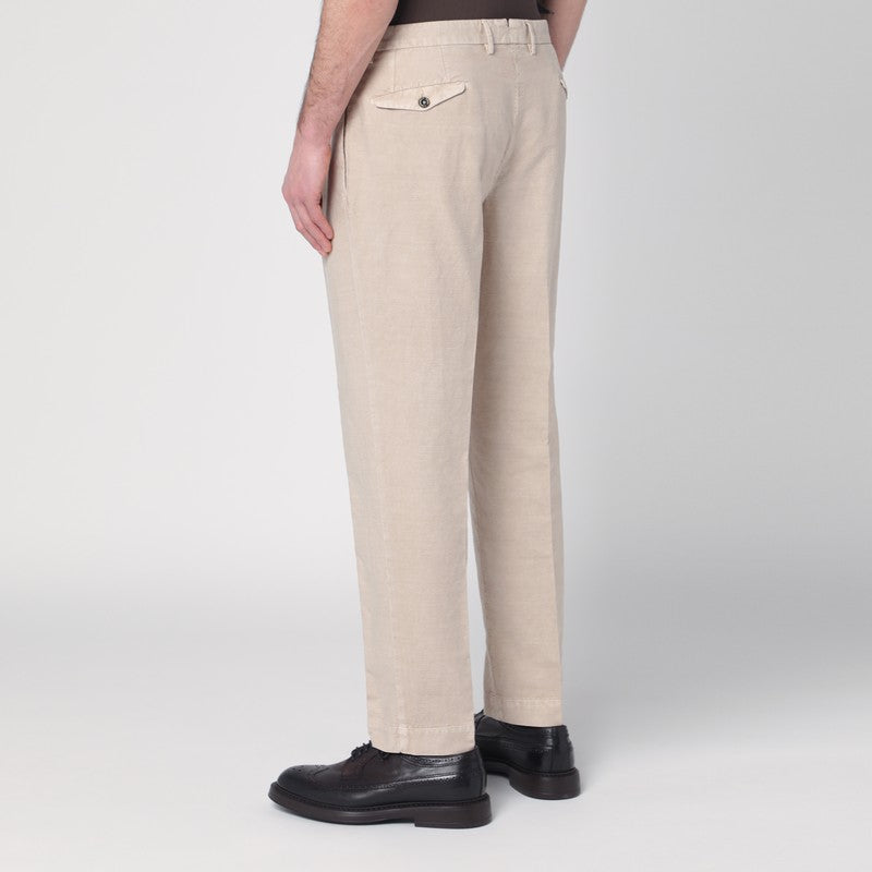 Beige Trousers In Cotton And Linen