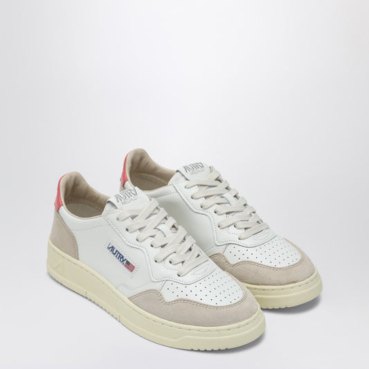 Medalist Sneakers In White/coral Leather And Suede