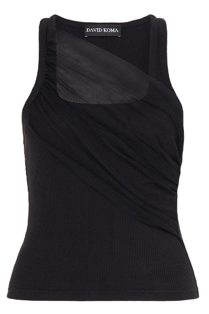 Gathered Tulle Tank Top