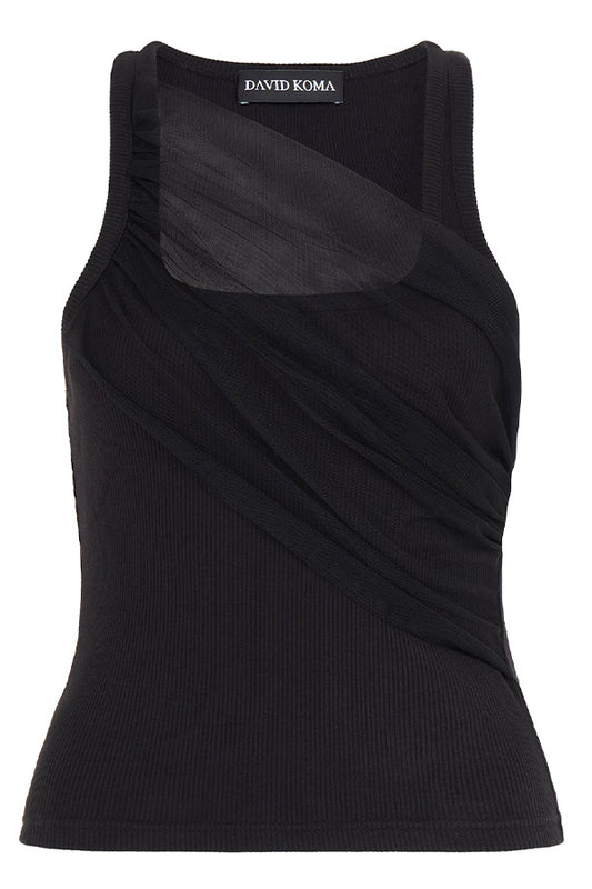 Gathered Tulle Tank Top