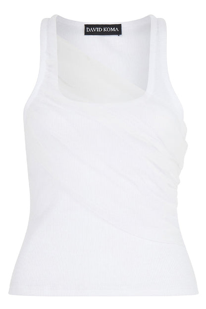 Gathered Tulle Tank Top